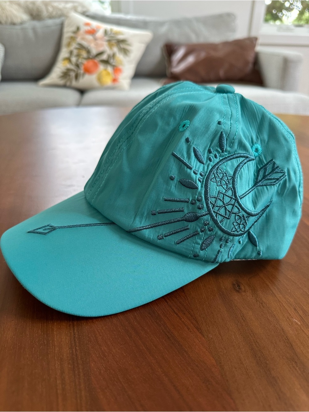 Merida Turquoise Embroidered Moon & Arrow Cap